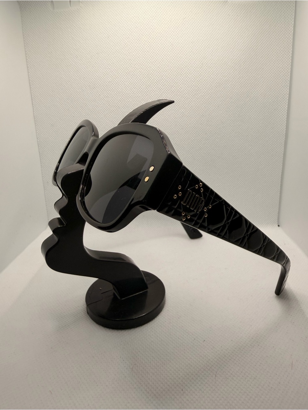 Christian Dior Acetate Cannage Lady Dior Studs 5 Sunglasses (Black & Gold Tone)